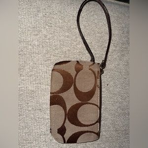 Coach Small Monogram Canvas Wristlet